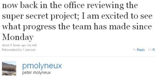 Peter Molyneux has a super secret project