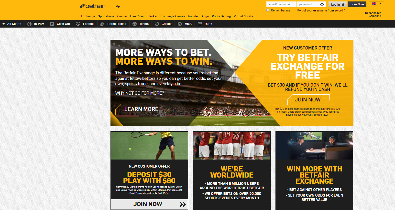 Betfair Review noviembre 2024 Screenshot